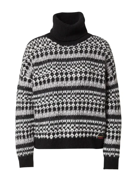 Superdry Sveter svetlosivá / čierna / biela