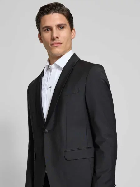 Marynarka smokingowa o kroju regular fit z szalowym kołnierzem model ‘Pharrel’ Cg - Club Of Gents czarna