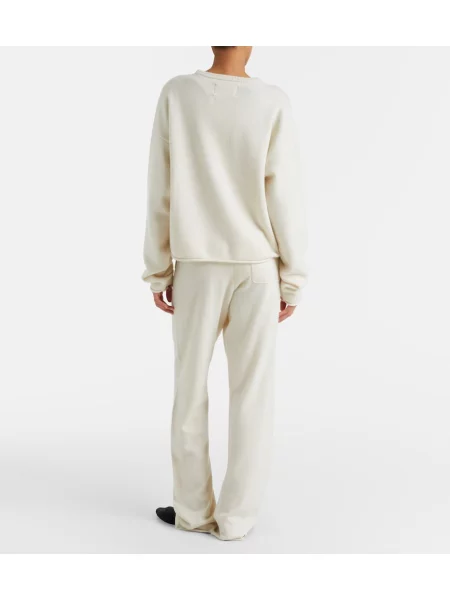 Pantaloni Extreme Cashmere din cașmir alb