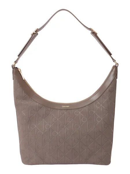 Kabelka Calvin Klein Emblem Aop Sueded M Shoulder Bag béžová