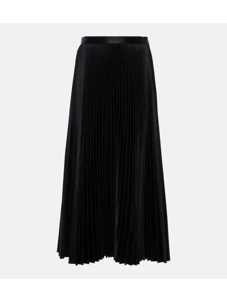 Fusta plisata Alaïa din satin plisată până la genunchi negru