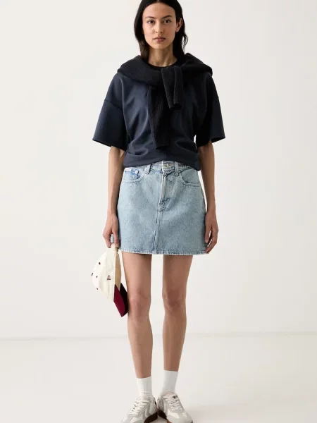 Calvin Klein Jeans fustă din denim albastru