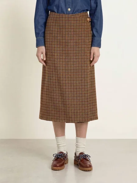 Claudie Pierlot Spódnica Flanelowa Z Efektem Kopertowym beige beżowa