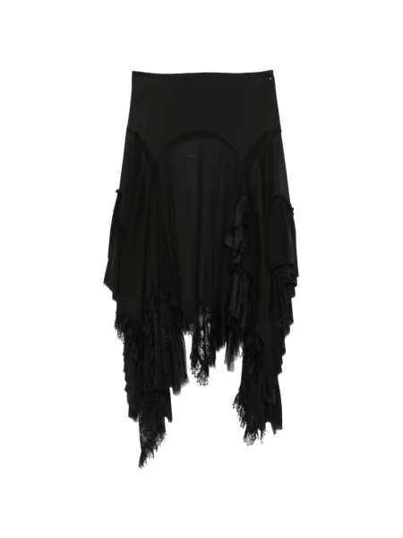 Fustă Ann Demeulemeester cu volane din dantelă negru