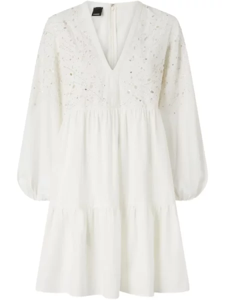Rochie Pinko cu decolteu în V de costum alb