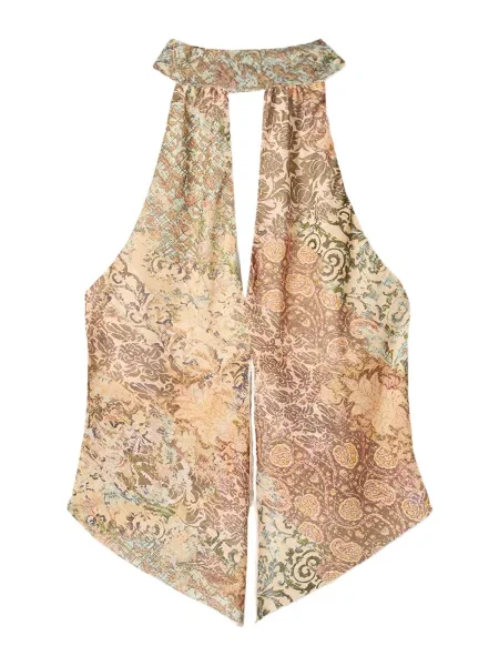 Bershka Bluză maro kaki / portocaliu verde