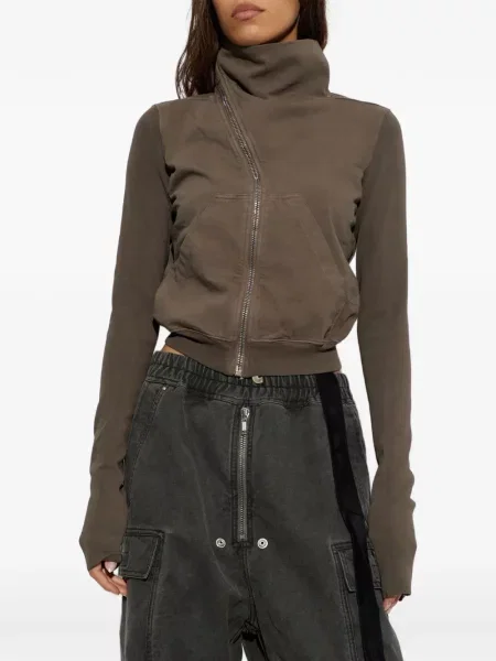Hanorac cu fermoar Rick Owens Drkshdw asimetric maro