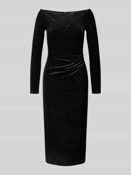 Sukienka midi z marszczeniami Armani Exchange czarna