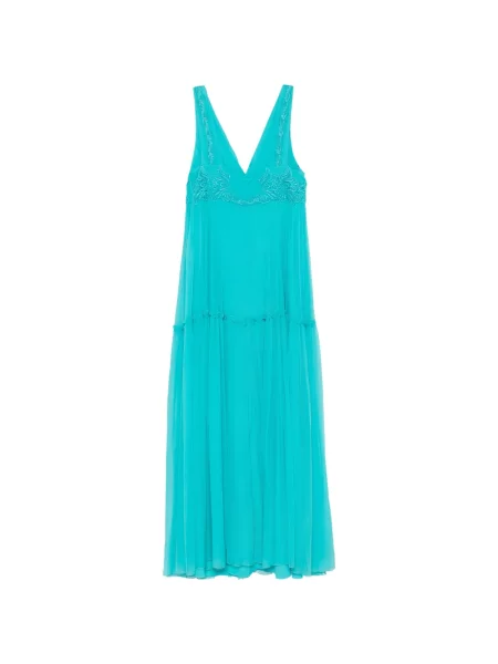 Rochie Alberta Ferretti cu aplicații din dantelă albastru