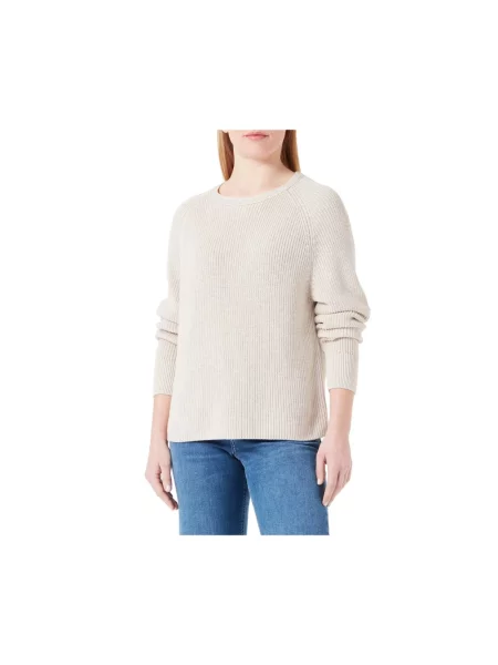 Sweter z dzianiny z fakturowanym wzorem Marc O'polo beżowy