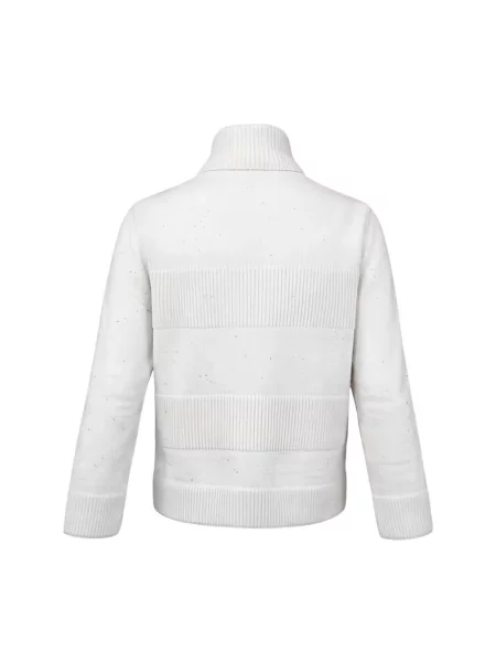 Dzianinowy sweter z golfem D.exterior w grochy biały
