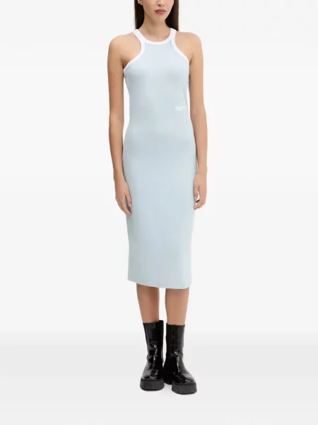 Rochie din denim Karl Lagerfeld Jeans cu imagine albastru