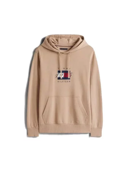 Geacă Tommy Hilfiger cu glugă maro