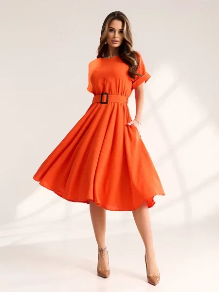 Сукня міді ISSA Plus комбінований верх помаранчевий