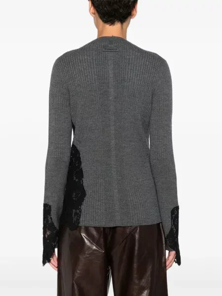 Pulover Pinko din dantelă gri