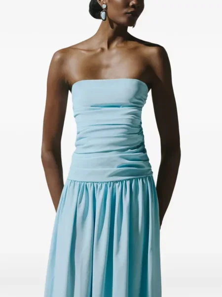 Rochie maxi Baobab cu volane fără bretele albastru