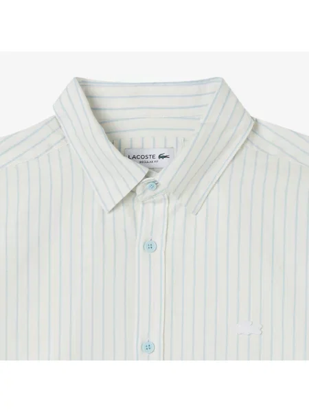 Lacoste Lniana Koszula W Paski Regular Fit biała