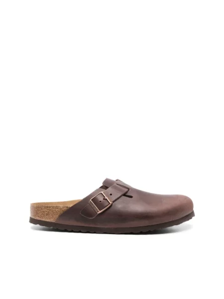 Klapki Birkenstock skórzane brązowe