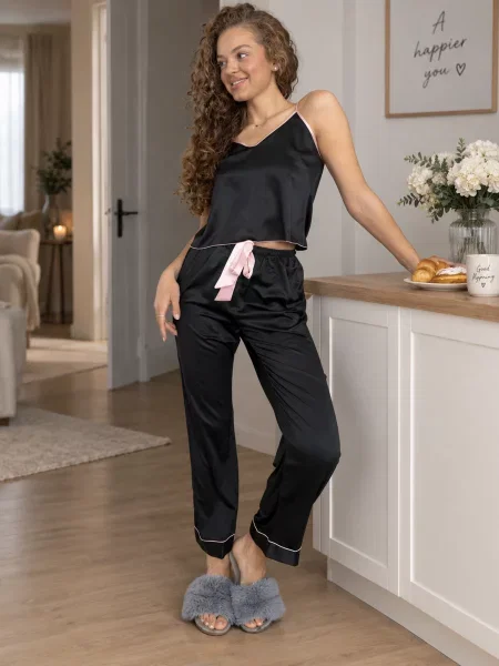 Атласная пижама Kulinich Shop черная