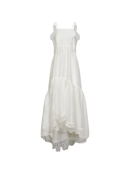 Rochie Maurizio cu broderie din dantelă alb