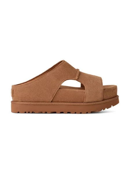 Natikači iz semiša UGG W Goldenstar Hi Cutout Slide rjava