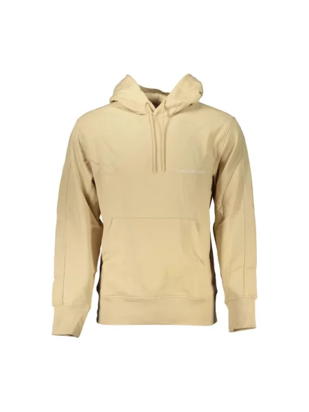 Bluza z kapturem Calvin Klein z kapturem z nadrukiem beżowa