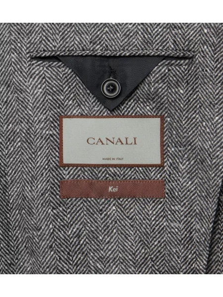 Sacou Canali de lână cu model herringbone gri