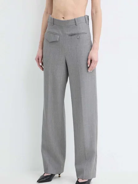 Victoria Beckham spodnie wełniane fason chinos high waist szary