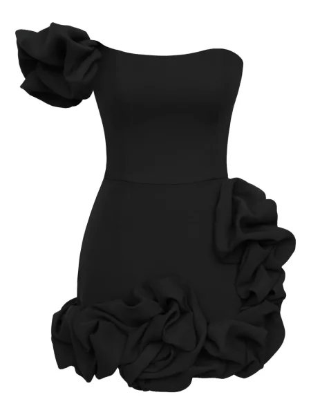 Mała sukienka mini Post Meridiem na jednym ramieniu garniturowa czarna