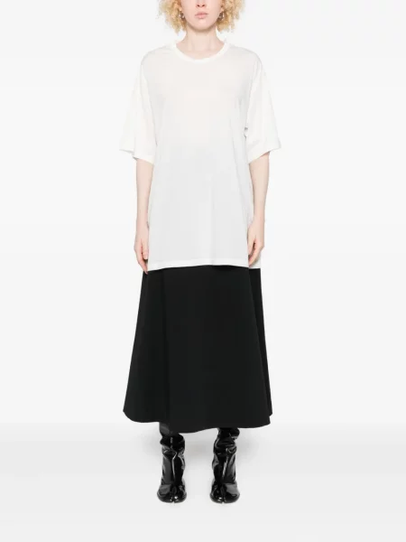 Къс тениска Yohji Yamamoto с кръгло деколте бяло