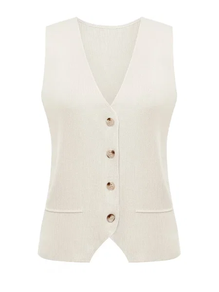 Imily Bela Vestă tricotată alb