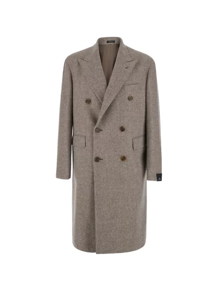 Palton Tagliatore cu model herringbone cu două rânduri de nasturi