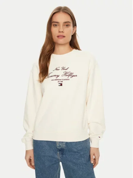 Tommy Hilfiger Bluză Modern Script Écru