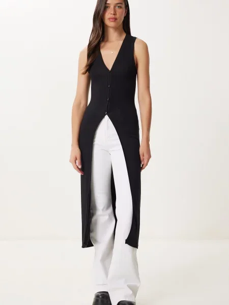 Happiness İstanbul Vestă tricotată negru