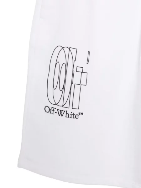 Pantaloni scurți Off-white cu imagine cu cordon alb