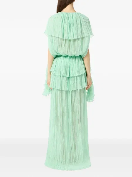 Плисирана костюм рокля Blumarine с волани зелено