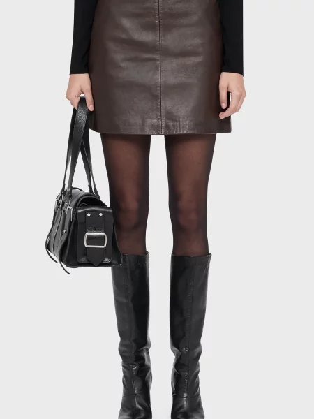 Шкіряна спідниця Allsaints коричнева