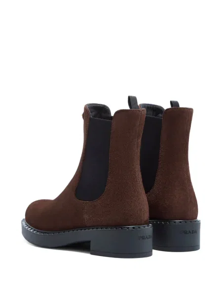 Botine chelsea Prada cu autograf maro