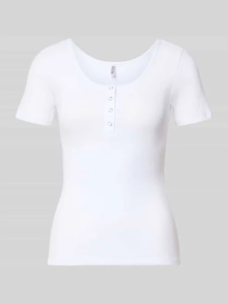 T-shirt o kroju slim fit z mieszanki bawełny ekologicznej Model KITTE' Pieces biała
