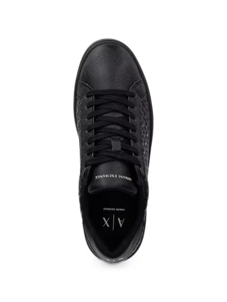 Sneakerși Armani Exchange cu șireturi din dantelă cu autograf negru