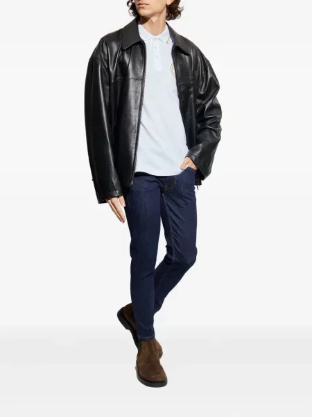 Polo Versace Jeans Couture cu broderie alb