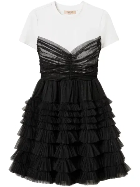 Sukienka koszulowa Twinset tiulowa czarna