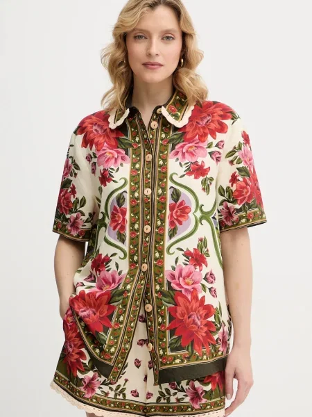 Cămașă Din In Pentru Femei Blue Farm Rio alb