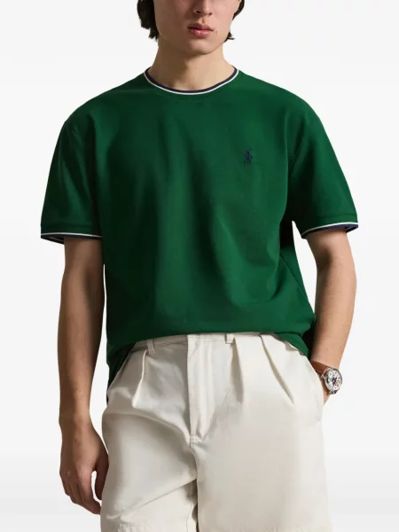 Pruhované polotričko Polo Ralph Lauren se síťovinou s výšivkou červené