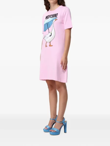Rochie midi Moschino cu autograf roz