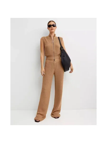 Dzianinowe spodnie Aya Muse brązowe