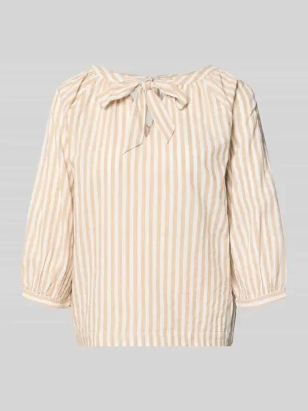 Bluzka z krótkim rękawem o kroju relaxed fit z mieszanki bawełny i S.oliver Red Label beżowa