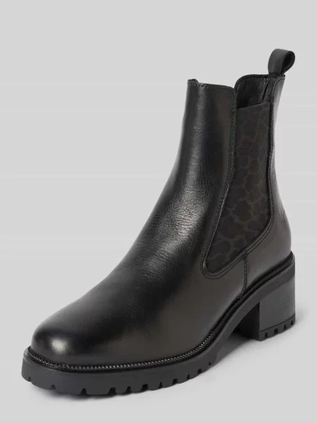 Buty chelsea z naturalnej skóry ze skóry bydlęcej Tamaris czarne