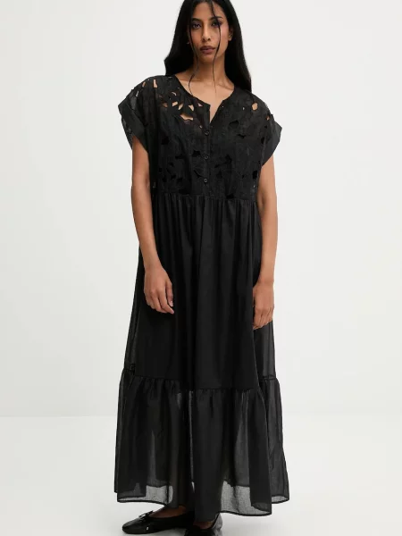 Рокля Answear.LAB дълга разкроена черно