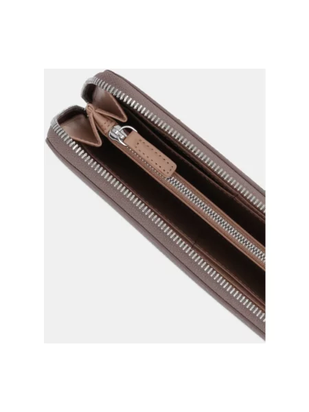 Lniany portfel Emporio Armani z nadrukiem brązowy